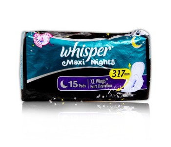 WHISPER MAXI NIGHTS XL WINGS 15 PADS